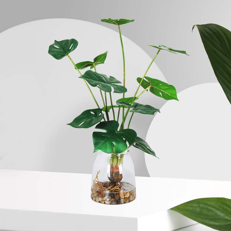 새로 디자인 된 뜨거운 판매 고품질 도매 인공 화분에 심은 식물 인공 녹색 장식
